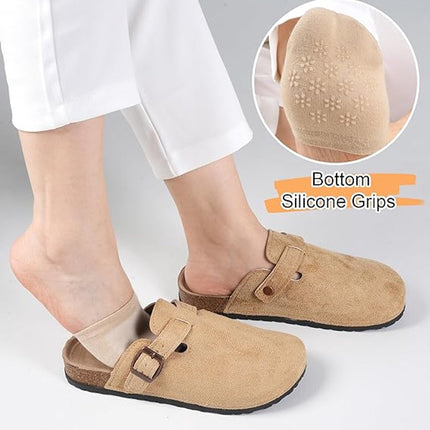 pairs - Half socks - Women's no-show anti-slip half socks - Cotton invisible lining toe protectors - toe protector socks - invisible socks - seamless five-toe socks - sock - for clogs - black, white, khaki, grey.