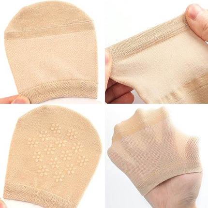pairs - Half socks - Women's no-show anti-slip half socks - Cotton invisible lining toe protectors - toe protector socks - invisible socks - seamless five-toe socks - sock - for clogs - black, white, khaki, grey.