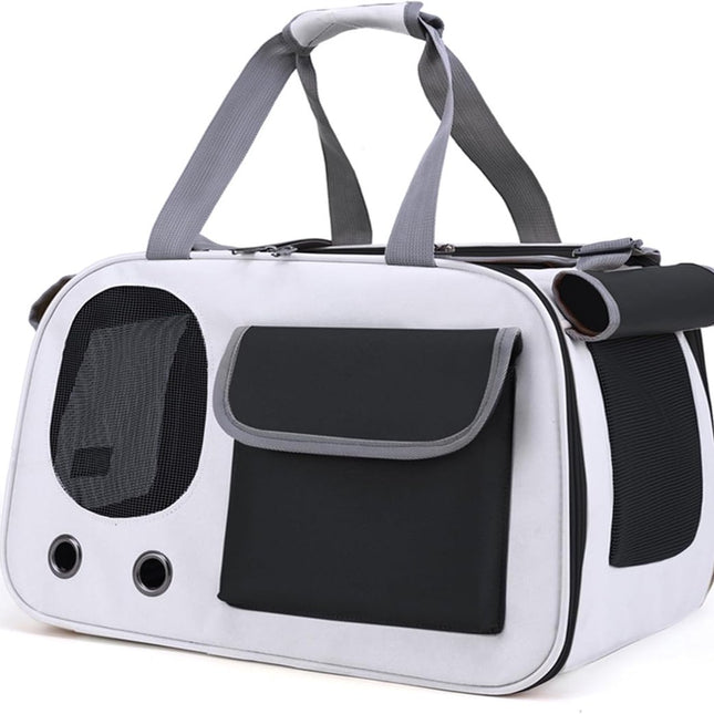 Cat and Dog Transport Bag - Travel Basket - Foldable Cat Transport Box - Cat Bag - Pet Carrier Bag with breathable holes and pockets - for medium-sized cats, small dogs - Dog Bag - 45 x 28 x 26 cm - Black.
