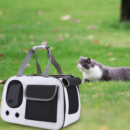 Cat and Dog Transport Bag - Travel Basket - Foldable Cat Transport Box - Cat Bag - Pet Carrier Bag with breathable holes and pockets - for medium-sized cats, small dogs - Dog Bag - 45 x 28 x 26 cm - Black.