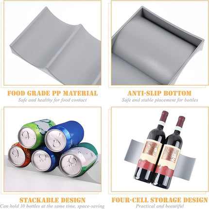 Bottle rack - Beverage bottle rack - Refrigerator bottle holder - Plastic bottle holder - Wine bottle holder - Wine rack - Storage organizer - Refrigerator organizer - Wine bottle display mat - Can holder - for wine bottles, refrigerator and pantry - 29.5.