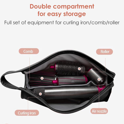 Suitable Travel Case - 1 piece - Organizer - Storage Bag - Travel Bag - Travel Pouch - PU Leather - Waterproof Hair Dryer Bag - Portable Hair Dryer Bag - For curling iron, comb, curling iron and hair dryer - Suitable for Dyson Supersonic and accessories -.