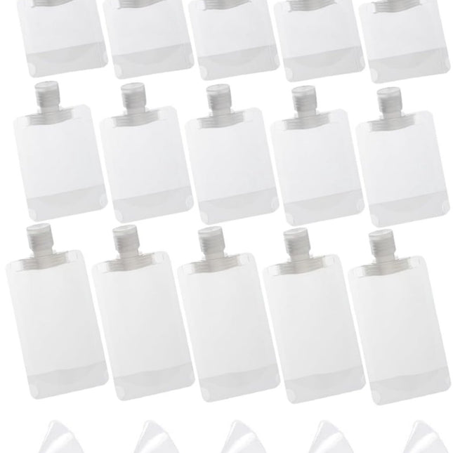 20 pieces - Travel-size Toiletries Bag - Travel Toiletries Containers - travel containers - refillable travel bottles - for cosmetics, lotions, shower gels, shampoos, travel essentials - 100 ml, 50 ml, 30 ml - with portable funnel - transparent.