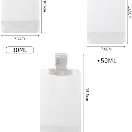 20 pieces - Travel-size Toiletries Bag - Travel Toiletries Containers - travel containers - refillable travel bottles - for cosmetics, lotions, shower gels, shampoos, travel essentials - 100 ml, 50 ml, 30 ml - with portable funnel - transparent.