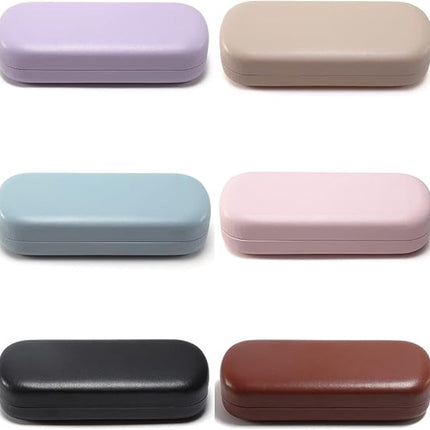 Hard glasses case - PU leather glasses case - Wearable protection - Cover - Leather glasses case - Black - 16 x 6.4 x 3.6 cm.