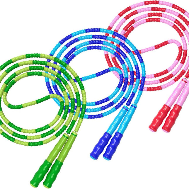 Beaded Jump Rope - 3 Pieces - Jump Rope - Length Adjustable Jump Rope - Tangle-Free Segmented Jump Rope With Soft Beads - Beaded rope - Jump Rope - Fitness Jump Rope For children, men and women - Weight Loss