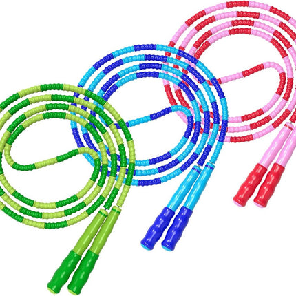 Beaded Jump Rope - 3 Pieces - Jump Rope - Length Adjustable Jump Rope - Tangle-Free Segmented Jump Rope With Soft Beads - Beaded rope - Jump Rope - Fitness Jump Rope For children, men and women - Weight Loss.