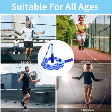 Beaded Jump Rope - 3 Pieces - Jump Rope - Length Adjustable Jump Rope - Tangle-Free Segmented Jump Rope With Soft Beads - Beaded rope - Jump Rope - Fitness Jump Rope For children, men and women - Weight Loss.