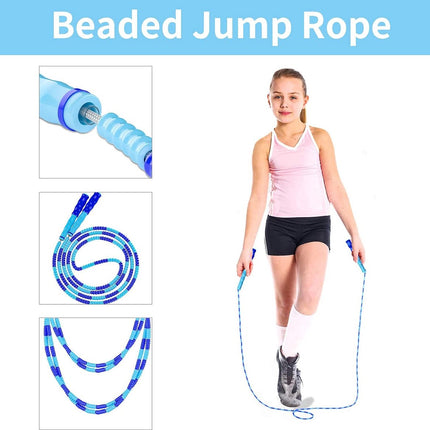 Beaded Jump Rope - 3 Pieces - Jump Rope - Length Adjustable Jump Rope - Tangle-Free Segmented Jump Rope With Soft Beads - Beaded rope - Jump Rope - Fitness Jump Rope For children, men and women - Weight Loss.