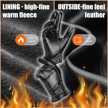 Gloves - Cycling Gloves - Winter Cycling Gloves - Touchscreen Gloves - Men's Leather Gloves - Winter Gloves - Winter and Outdoor Sports - Warm and Stylish Gloves - Cycling - Touchscreen - Black.