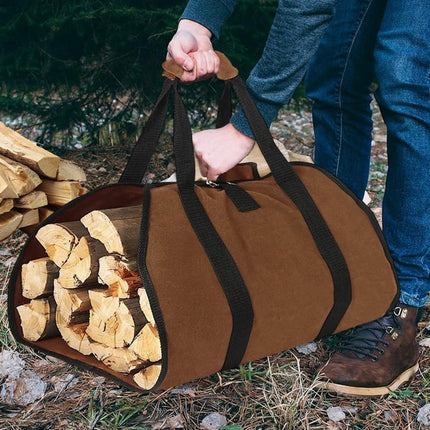 Firewood bag - Firewood sack - Firewood bag - Firewood carrying bag - Firewood carrying bag - Outdoor camping wood bag - large waterproof carrying bag - with non-slip handles - storage bag - firewood storage - for wood stoves and camping - 46*98 cm - brow.