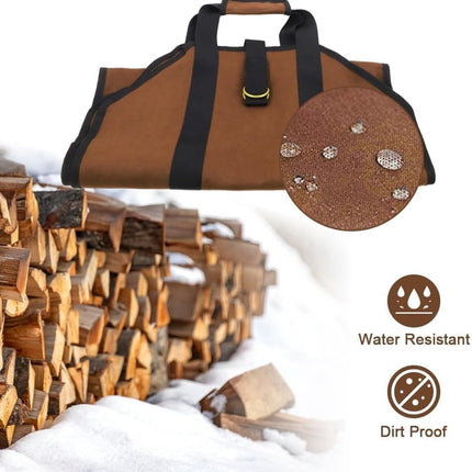 Firewood bag - Firewood sack - Firewood bag - Firewood carrying bag - Firewood carrying bag - Outdoor camping wood bag - large waterproof carrying bag - with non-slip handles - storage bag - firewood storage - for wood stoves and camping - 46*98 cm - brow.