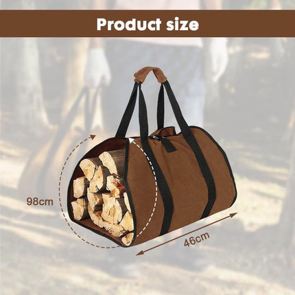 Firewood bag - Firewood sack - Firewood bag - Firewood carrying bag - Firewood carrying bag - Outdoor camping wood bag - large waterproof carrying bag - with non-slip handles - storage bag - firewood storage - for wood stoves and camping - 46*98 cm - brow.