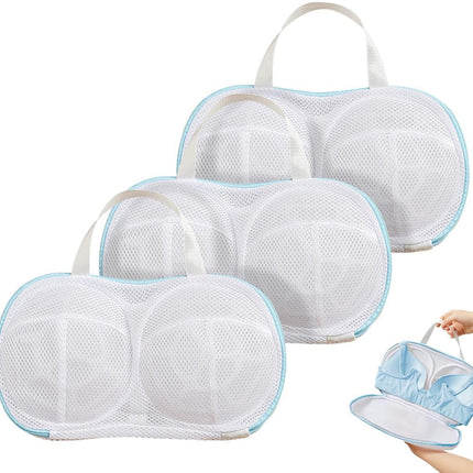 3 pieces - 20*34 cm - bra laundry bag - laundry bag - with plastic backing - mesh laundry bag - reusable - underwear laundry net for women - bra protector for washing machine - with zipper - for washing machine - household items - clothing protection - bl.