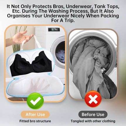 3 pieces - 20*34 cm - bra laundry bag - laundry bag - with plastic backing - mesh laundry bag - reusable - underwear laundry net for women - bra protector for washing machine - with zipper - for washing machine - household items - clothing protection - bl.
