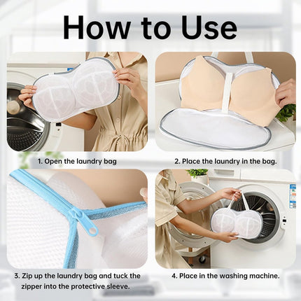 3 pieces - 20*34 cm - bra laundry bag - laundry bag - with plastic backing - mesh laundry bag - reusable - underwear laundry net for women - bra protector for washing machine - with zipper - for washing machine - household items - clothing protection - bl.
