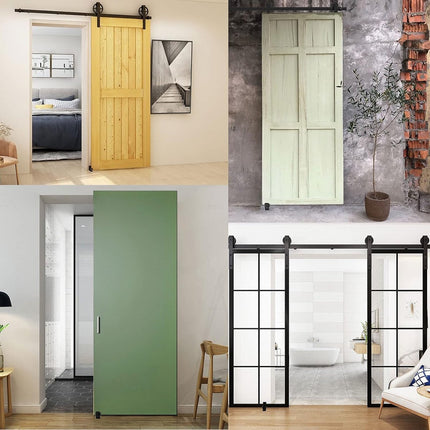 2 Pieces - Sliding Door Floor Guide Doors - Sliding Rails - Sliding Door System - Bottom-Wall Mounting Adjustable Roller Double Wheel - Adjustable Floor Guide - Door Guide - No Punching Required - Guide - Black - Smooth and Quiet.