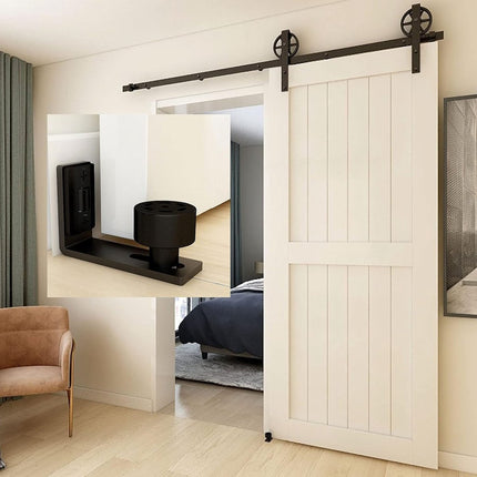 2 Pieces - Sliding Door Floor Guide Doors - Sliding Rails - Sliding Door System - Bottom-Wall Mounting Adjustable Roller Double Wheel - Adjustable Floor Guide - Door Guide - No Punching Required - Guide - Black - Smooth and Quiet.