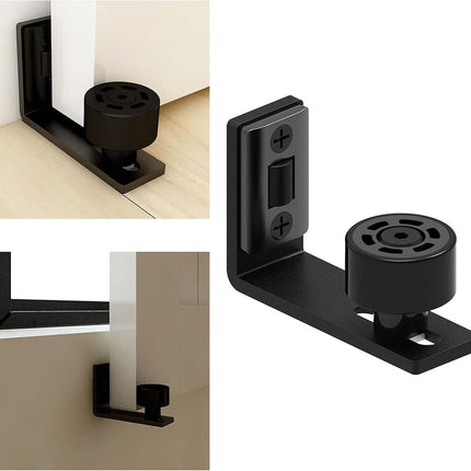 2 Pieces - Sliding Door Floor Guide Doors - Sliding Rails - Sliding Door System - Bottom-Wall Mounting Adjustable Roller Double Wheel - Adjustable Floor Guide - Door Guide - No Punching Required - Guide - Black - Smooth and Quiet.