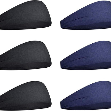 pieces - Headband - elastic sports headbands - sports headbands - for men and women - moisture-wicking hairband - for sports, fitness and running - 23*9 cm - black and blue.
