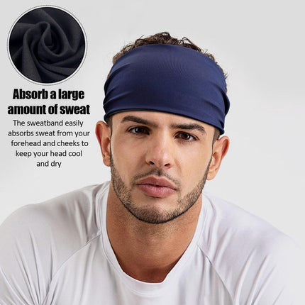 pieces - Headband - elastic sports headbands - sports headbands - for men and women - moisture-wicking hairband - for sports, fitness and running - 23*9 cm - black and blue.