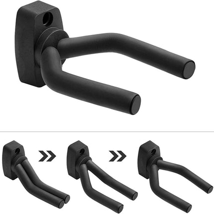 Guitar Wall Mount - 6 Pieces - Guitar Wall Holder - Guitar Stand - Guitar Hanger - Wall Bracket - Black Guitar Stand with Screws - Hook - Easy to Install - Adjustable - Suitable for All Sizes of Guitars, Bass, Mandolin, Banjo, Ukulele.