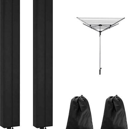 Dryer Cover - 2 Pieces - Rotating Clothesline Cover Waterproof Fabric - 165x16x16 cm - Universal Dryer Cover - Protective Cover - Heavy Duty Rotating Clothesline Cover with Zipper - Protective Weatherproof Parasol Cover for Garden Dryer and Drying Rack.