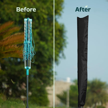 Dryer Cover - 2 Pieces - Rotating Clothesline Cover Waterproof Fabric - 165x16x16 cm - Universal Dryer Cover - Protective Cover - Heavy Duty Rotating Clothesline Cover with Zipper - Protective Weatherproof Parasol Cover for Garden Dryer and Drying Rack.
