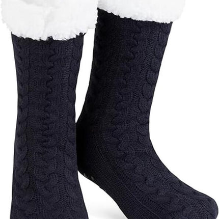 House socks - fluffy warm coral fleece lined - non-slip socks for men and girls - Thick Winter coral fleece - Sleep socks - Postpartum socks - Fluffy Slipper socks - soft and comfortable floor socks - Black.