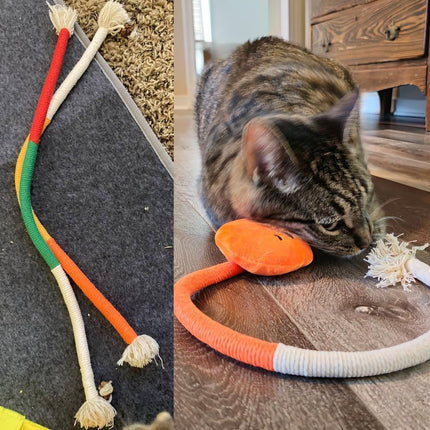 Cat Toys - 4 Pieces Cat Teeth Cleaning Toys - Cat Toy Chew Ropes - Toys For Cats - Indoor/Outdoor Interactive Ropes & Catnip Toys - with Catnip - for Self-Playing Adults & Kittens, Yellow & Orange.