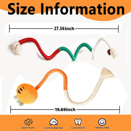 Cat Toys - 4 Pieces Cat Teeth Cleaning Toys - Cat Toy Chew Ropes - Toys For Cats - Indoor/Outdoor Interactive Ropes & Catnip Toys - with Catnip - for Self-Playing Adults & Kittens, Yellow & Orange.