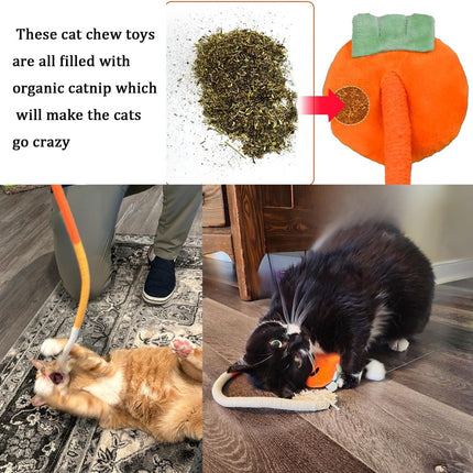 Cat Toys - 4 Pieces Cat Teeth Cleaning Toys - Cat Toy Chew Ropes - Toys For Cats - Indoor/Outdoor Interactive Ropes & Catnip Toys - with Catnip - for Self-Playing Adults & Kittens, Yellow & Orange.