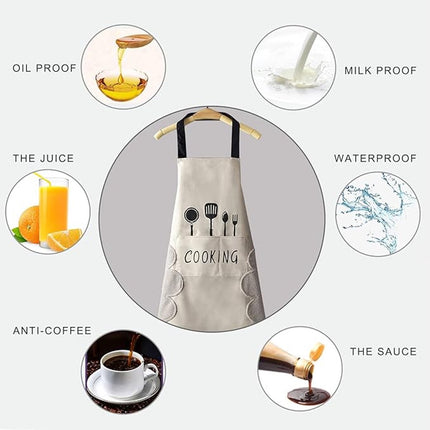 Kitchen Apron - 2 pieces - Professional Cooking Apron - Ladies' Kitchen Apron with Hand-Wipe Pockets - for Ladies and Gentlemen - Professional Cooking Apron - Catering Apron - Large Pocket - Hand-Wipe - Waterproof - for Cooking and Baking - Easily Adjusta.