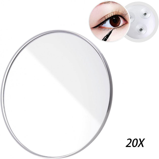 20x magnifying mirror - 15 cm - Mirror - Magnifying glass - Makeup mirror - Magnifying makeup mirror - Shaving mirror - with suction cup - 20x detail magnifier - Round magnifying mirror - Close-up mirror for precise makeup details - white.