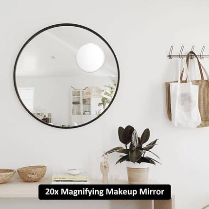 20x magnifying mirror - 15 cm - Mirror - Magnifying glass - Makeup mirror - Magnifying makeup mirror - Shaving mirror - with suction cup - 20x detail magnifier - Round magnifying mirror - Close-up mirror for precise makeup details - white.