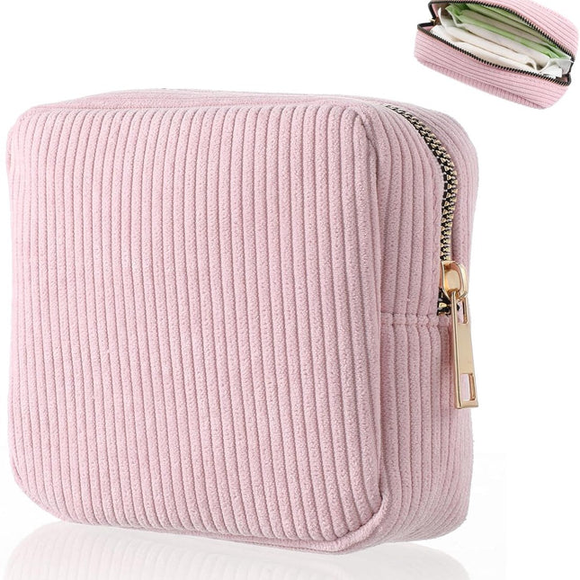 Toiletry Bag - Sanitary Pad Makeup Bag - Sanitary Pad Pouches - Menstrual Bags - Menstrual Pouches - Waterproof Zipper - Tampon Pouches - Napkin Pouches - Cosmetic Bag - Storage Bag - Makeup Bag - For Sanitary Pads, Tampons, Menstrual Cup - Pink.