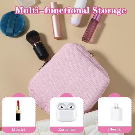 Toiletry Bag - Sanitary Pad Makeup Bag - Sanitary Pad Pouches - Menstrual Bags - Menstrual Pouches - Waterproof Zipper - Tampon Pouches - Napkin Pouches - Cosmetic Bag - Storage Bag - Makeup Bag - For Sanitary Pads, Tampons, Menstrual Cup - Pink.