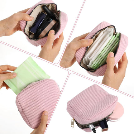 Toiletry Bag - Sanitary Pad Makeup Bag - Sanitary Pad Pouches - Menstrual Bags - Menstrual Pouches - Waterproof Zipper - Tampon Pouches - Napkin Pouches - Cosmetic Bag - Storage Bag - Makeup Bag - For Sanitary Pads, Tampons, Menstrual Cup - Pink.