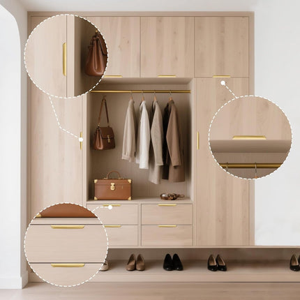 10 pieces - 150*40*17.5 mm - Cabinet handles - Drawer handles - Concealed handle - Aluminum alloy handle - kitchen cabinet handles - furniture accessories - hardware - brushed gold.