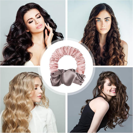 Heatless Curls - Hair curler - hair rollers - Curlers without heat - soft sleep curl scrunchie - for long, medium-length hair - hair curler without heat - satin night curler - lazy scrunchie - DIY hair styling tools - pink - Ø 18cm.