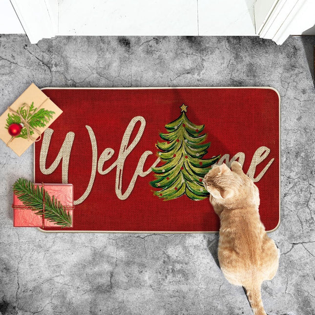doormat - Christmas Doormat - 50 × 80cm - indoor doormat - outdoor doormat - Christmas decoration - Christmas tablecloth - indoor Christmas decoration - Christmas tree pattern - Christmas doormat - non-slip doormat - Welcome Doormat - for Indoors and Outd.