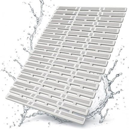 Shower mat - 40*68 cm - Non-slip shower mat - Bath mat - with suction cups and drainage holes - non-slip bath mats - for use in the bath, shower tray, or bathroom tiles - easy to cut and dry - for the elderly, children, and pets - white & grey.