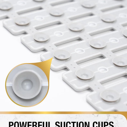 Shower mat - 40*68 cm - Non-slip shower mat - Bath mat - with suction cups and drainage holes - non-slip bath mats - for use in the bath, shower tray, or bathroom tiles - easy to cut and dry - for the elderly, children, and pets - white & grey.
