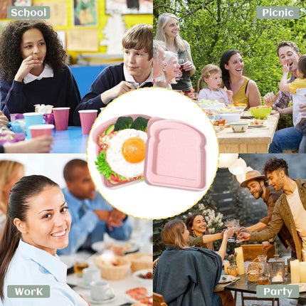 4× Food Storage Containers - Lunch Box - Meal Prep Containers - Kitchen Food Storage Container Set - Lunchboxes - Food Box - Sandwich Holder - Bread Container - Meal Prep Containers - Reusable - BPA Free - Microwave Safe - For School, Office, Camping.