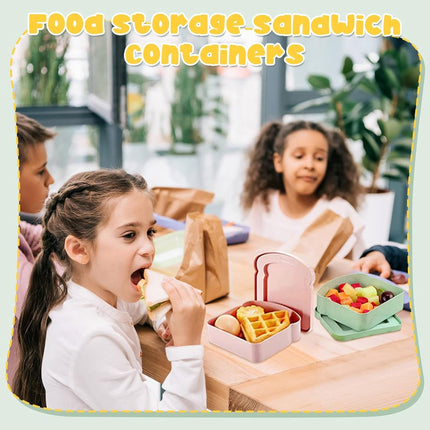 4× Food Storage Containers - Lunch Box - Meal Prep Containers - Kitchen Food Storage Container Set - Lunchboxes - Food Box - Sandwich Holder - Bread Container - Meal Prep Containers - Reusable - BPA Free - Microwave Safe - For School, Office, Camping.