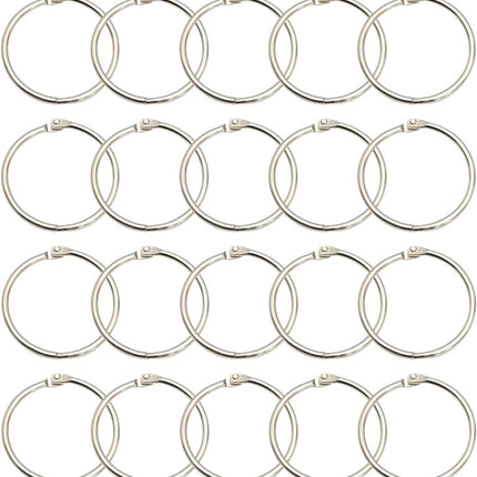 20 pieces - 55 mm - Book rings - metal ring binders - Binding ring - for loose sheets - card ring binder - keychain - for scrapbooking, album, crafting - for organizing and binding loose cards and recipes - silver.