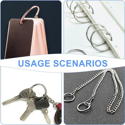 20 pieces - 55 mm - Book rings - metal ring binders - Binding ring - for loose sheets - card ring binder - keychain - for scrapbooking, album, crafting - for organizing and binding loose cards and recipes - silver.