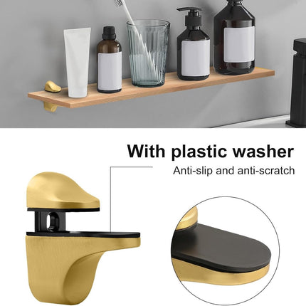 pieces - Glass clamp - Glass shelf brackets - adjustable - glass shelf bracket - fishmouth glass clip - wall mounting bracket - zinc alloy - furniture accessories - hardware accessories - with screws - for shelves of 3-20 mm thickness - 56*24*50 mm - gold.