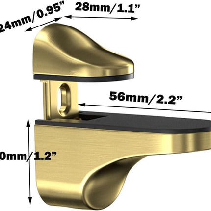 pieces - Glass clamp - Glass shelf brackets - adjustable - glass shelf bracket - fishmouth glass clip - wall mounting bracket - zinc alloy - furniture accessories - hardware accessories - with screws - for shelves of 3-20 mm thickness - 56*24*50 mm - gold.