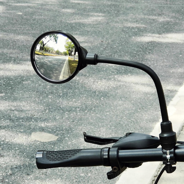 Bicycle Mirror E-bike Rearview Mirror - handlebar lens bicycle mirror - Bicycle mirror right - round mirror - safe rearview mirror for bicycle - scratch-resistant glass lens - adjustable and rotatable safe rearview mirror - 360º Rotatable.
